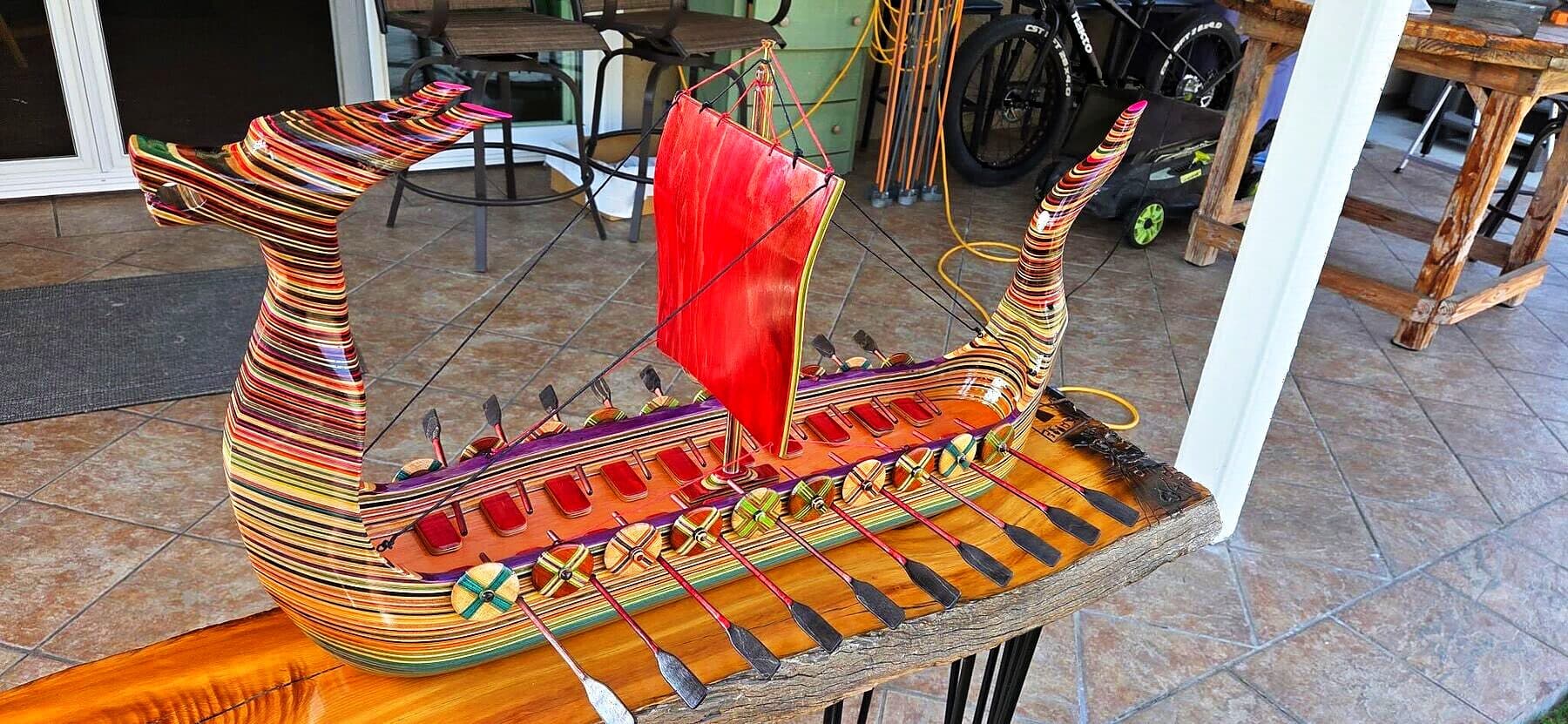 Ragnarok Rampage, a Viking longship made of skateboards